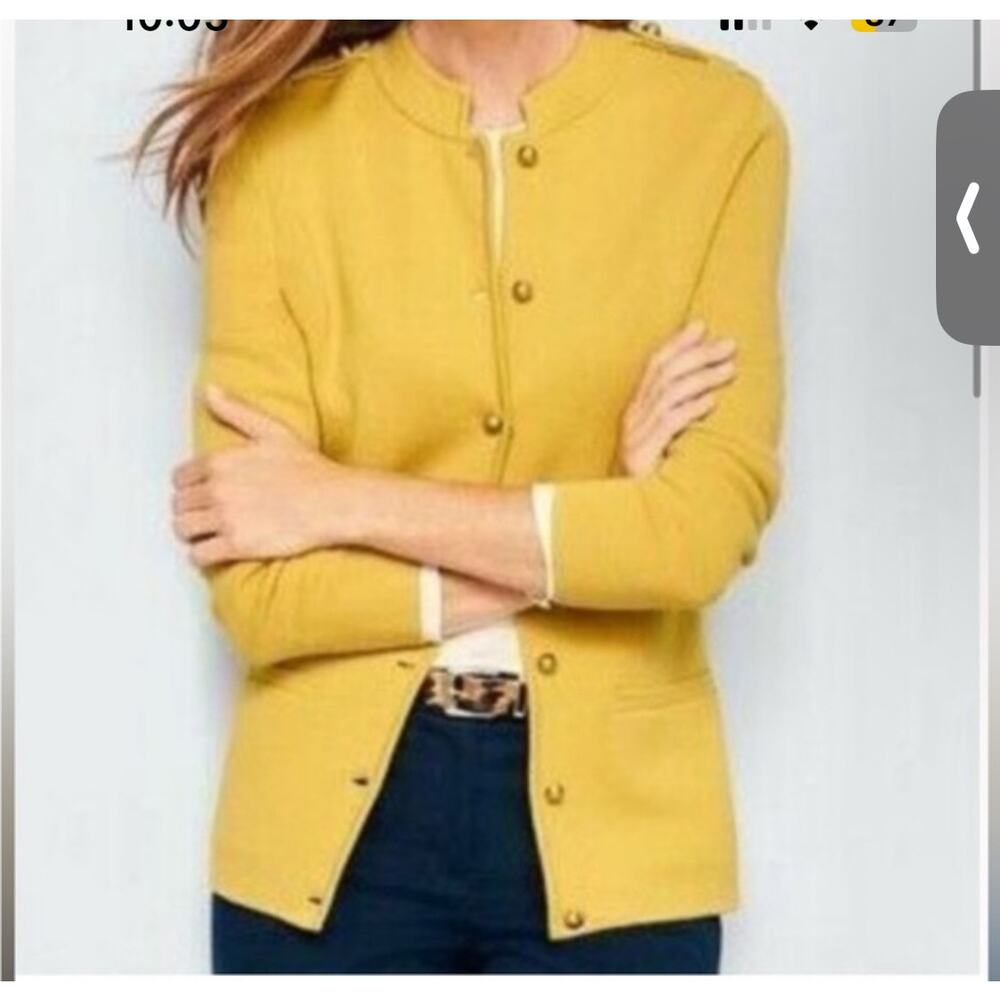 Talbots Yellow Button-Front Knit Cardigan